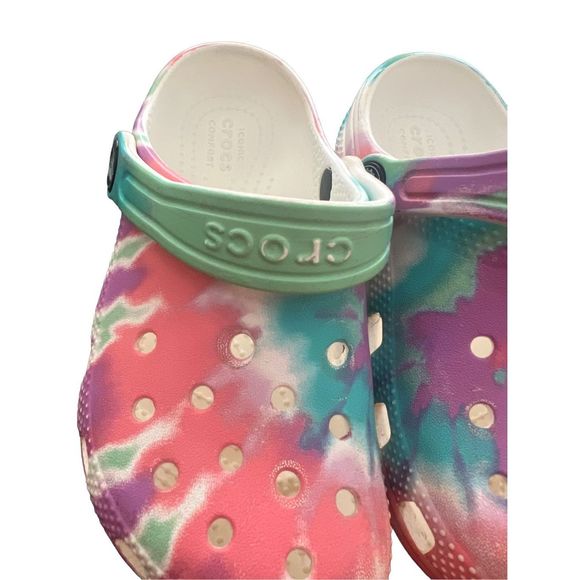 CROCS tye dye Rainbow clogs size 10C - Picture 6 of 7